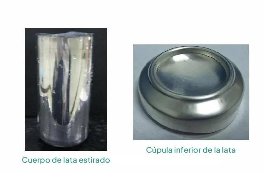Cuerpo de lata de aluminio después del planchado con fondo abombado para mayor resistencia