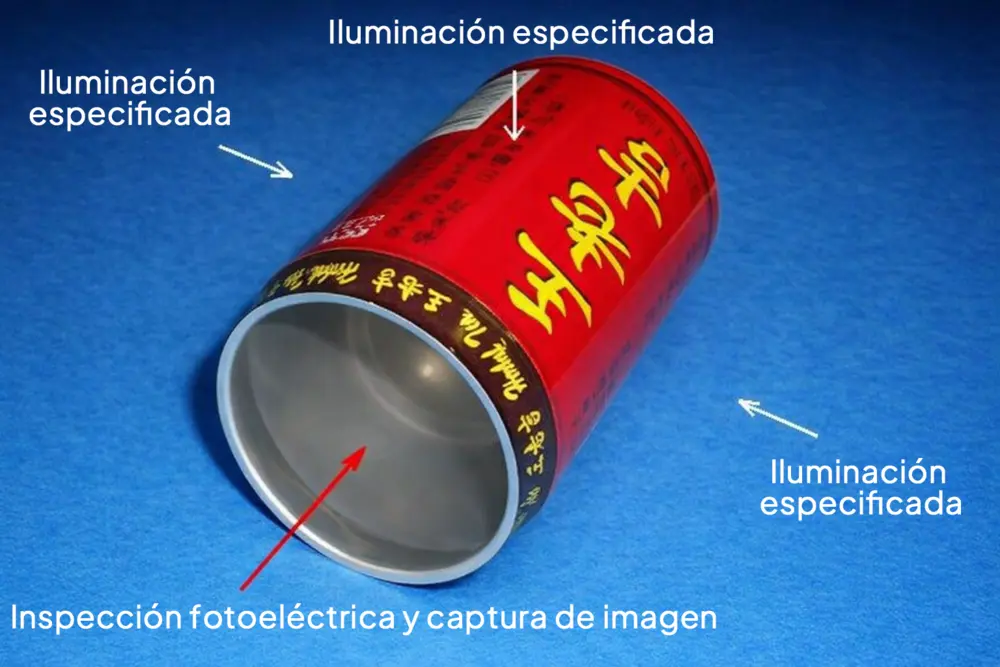 Sistema de inspección automática en la fabricación de latas de aluminio con control óptico y cámara interna