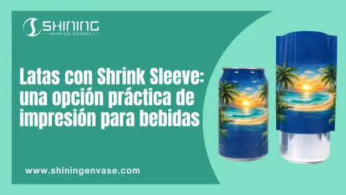 Lata de aluminio con shrink sleeve mostrando diseño de cobertura completa