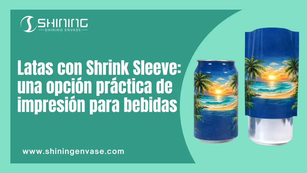 Lata de aluminio con shrink sleeve mostrando diseño de cobertura completa