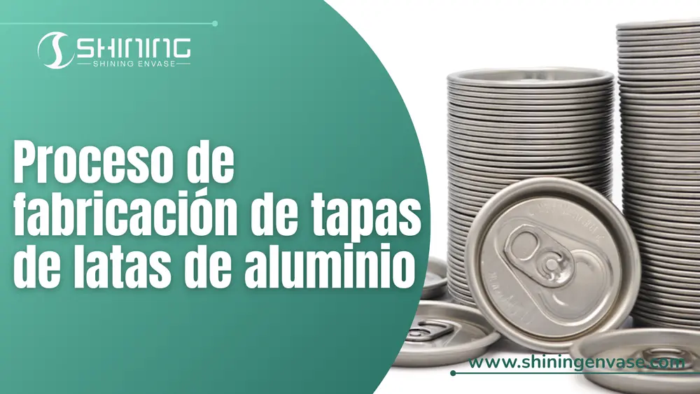 Proceso de fabricación de tapas de latas de aluminio con estampado, marcado de apertura y colocación de anilla